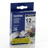 Brother® P-Touch TZ Tape 12mm x 8m Black/White TZ-231 (TZe-231)
