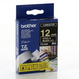 Brother® P-Touch TZ Tape 12mm x 8m Gold/Black TZ-334 (TZe-334)