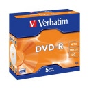 Verbatim® DVD-R 4.7GB 120min 16x Regular Jewel Case Pk5 (95070)