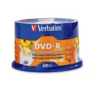 Verbatim® DVD-R 4.7GB 120min 16x White Inkjet Printable Spindle Pk50 (95137)