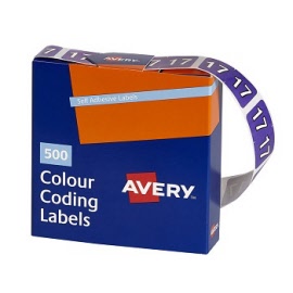 AVERY® 43267 Side Tab Colour Coding Year '17' Labels Bx500