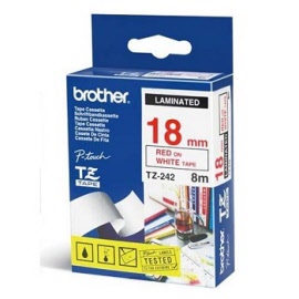 Brother® P-Touch TZ Tape 18mm x 8m Red/White TZe-242
