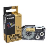 CASIO® EZ Label Tape Cartridge 12mm x 8m Black/Gold XR-12GD