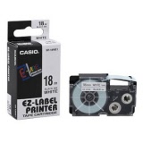 CASIO® EZ Label Tape Cartridge 18mm x 8m Black/White XR-18WE