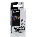 CASIO® EZ Label Tape Cartridge 6mm x 8m Black/White XR-6WE