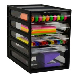 ITALPLAST 4 Drawer Office Organiser Cabinet greenR Black Recycled I330
