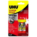 UHU™ Super Glue Ultra Fast Minis 3 x 1g Tubes 45415